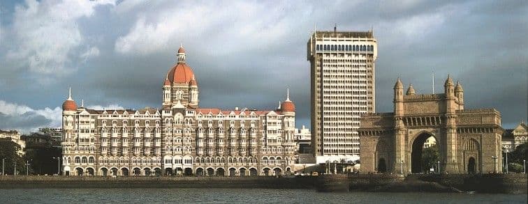 The Taj Mahal Palace hotel alongside the Gateway of India in Mumbai